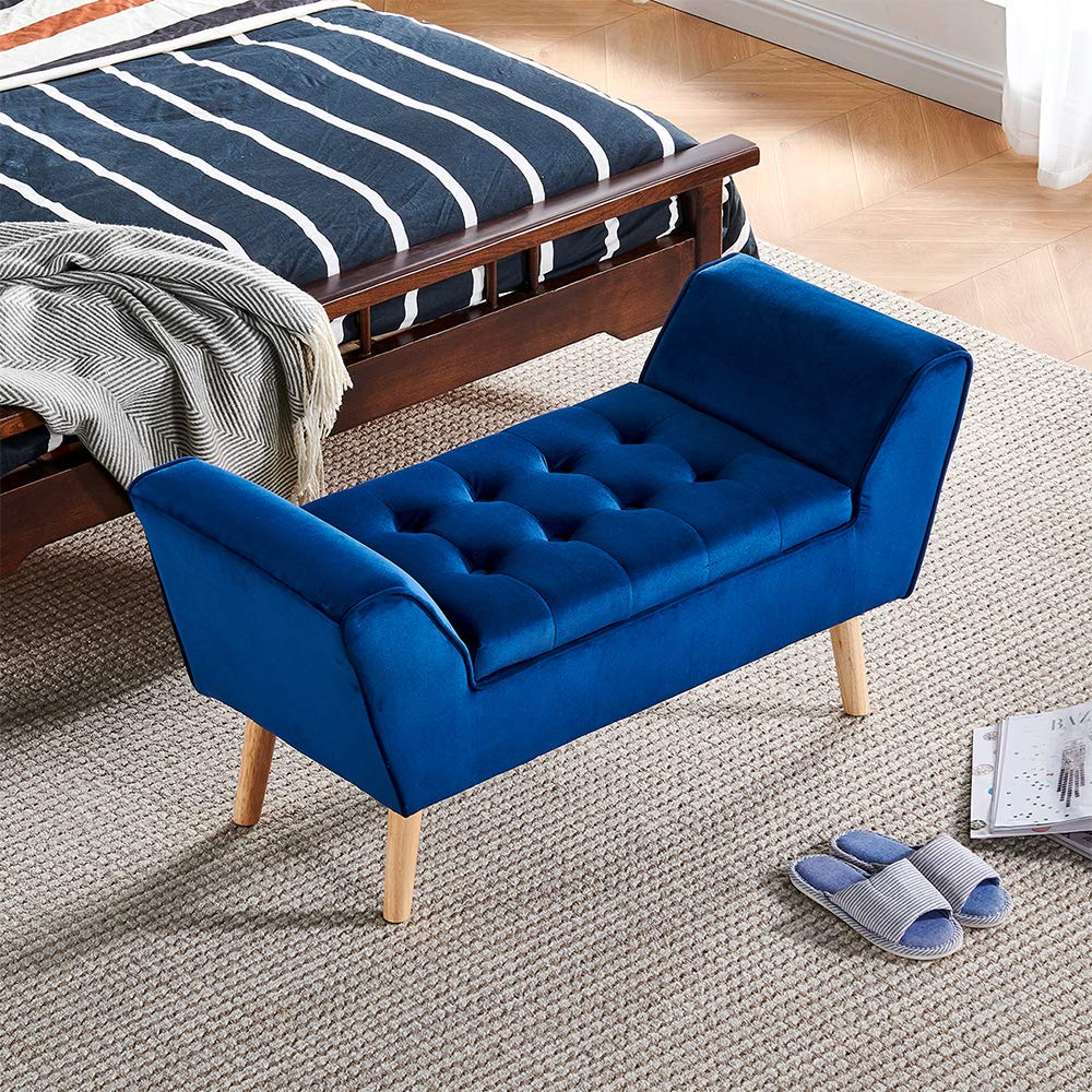Buy Redd Royal Velvet Bed End Sofa Bench with Storage Lift Lid, Armed Window Seat with Solid