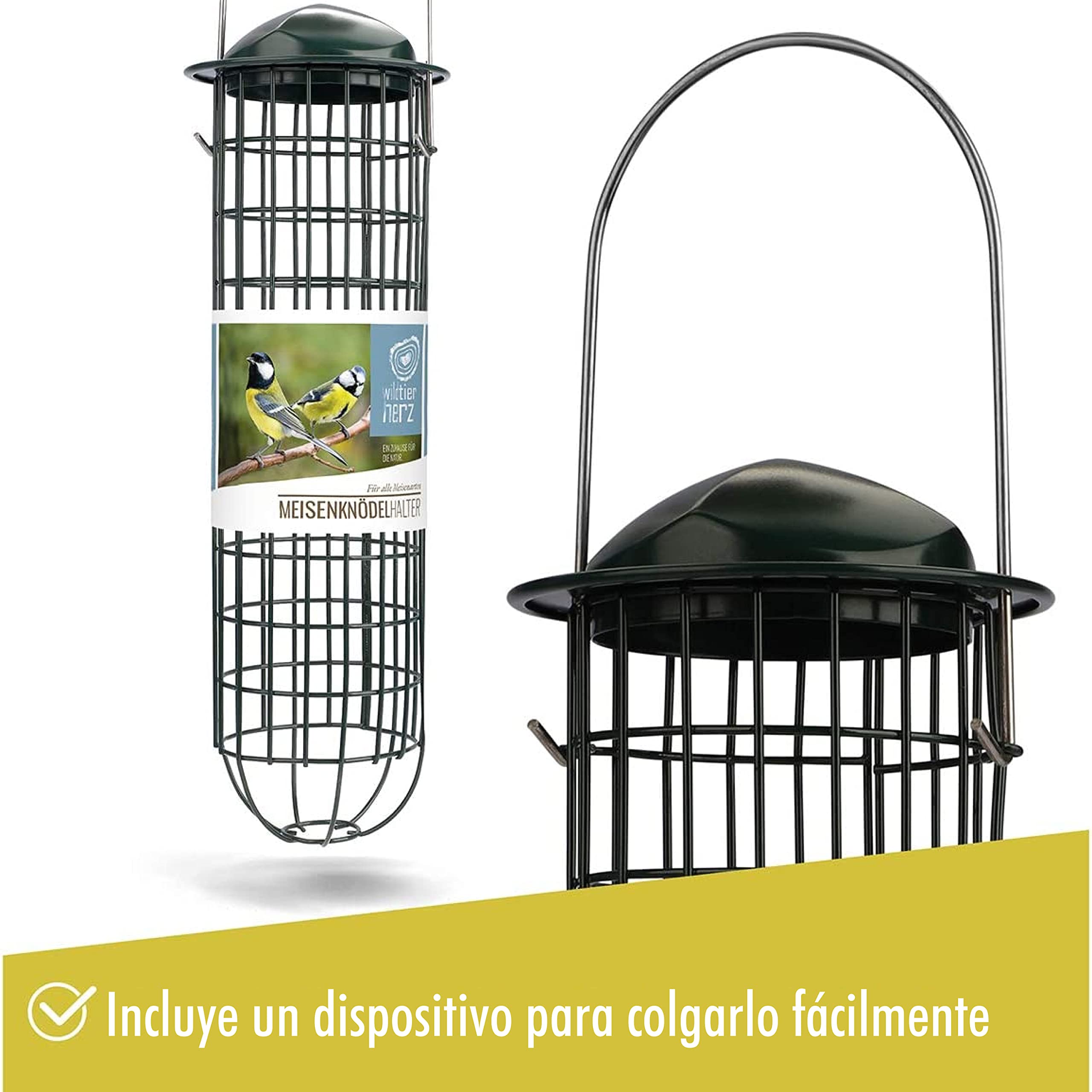 Wildtier Herz Comedero para pájaros (31cm) de Metal Inoxidable, Jaula de alimento para Aves Silvestres, Dispensador de Bolas de Grasa, Proporciónale alimento Todo el año para Las Aves de tu jardín — view 5