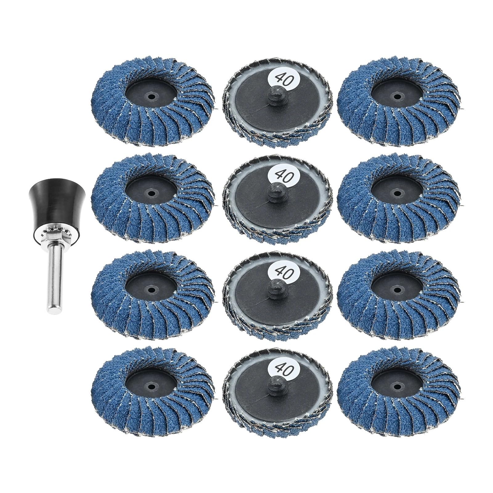 Disco de aleta curvada 2 ", grano #40-120, discos lijado cambio bloqueo rollo, soporte 1/4" para amoladora, eliminación óxido madera y Metal, 12 Uds(Grit 40)