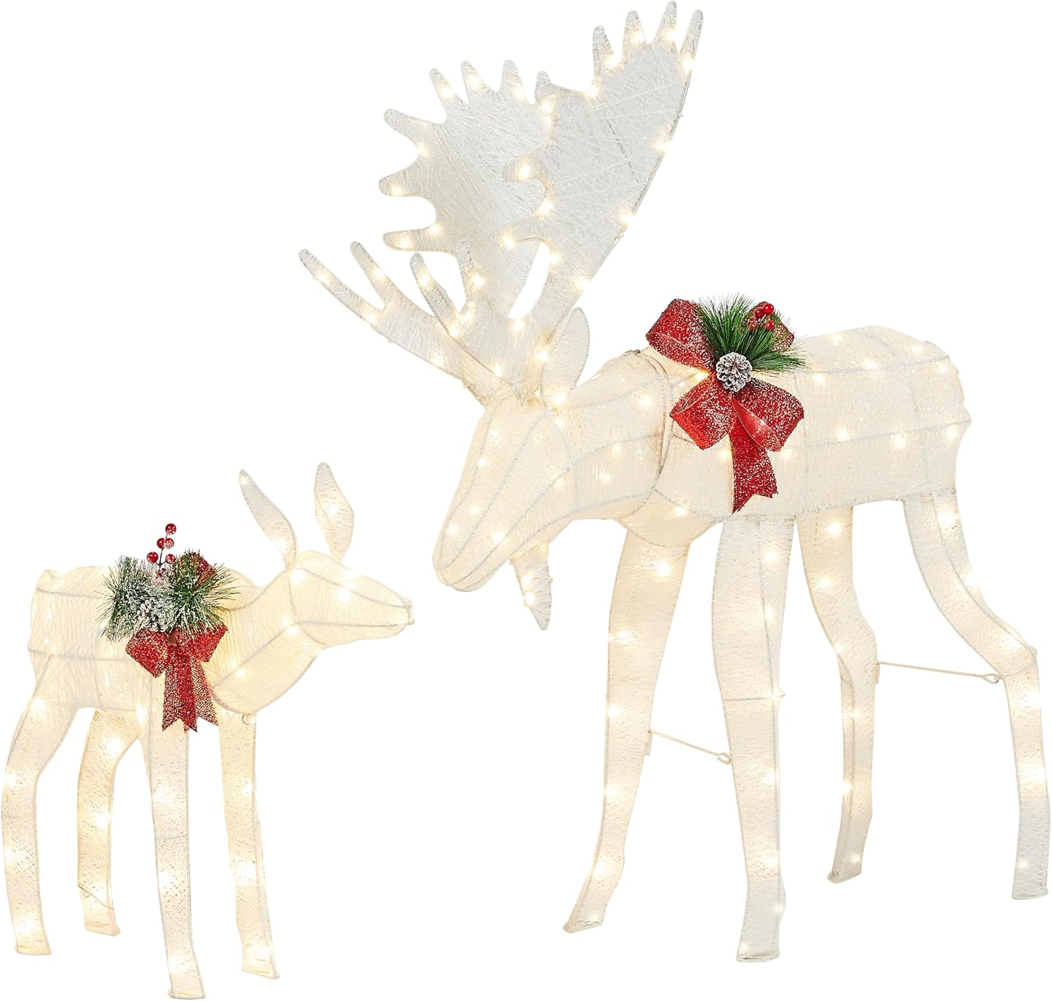 Yaheetech 2Piece Christmas Moose Family, Lighted Outdoor