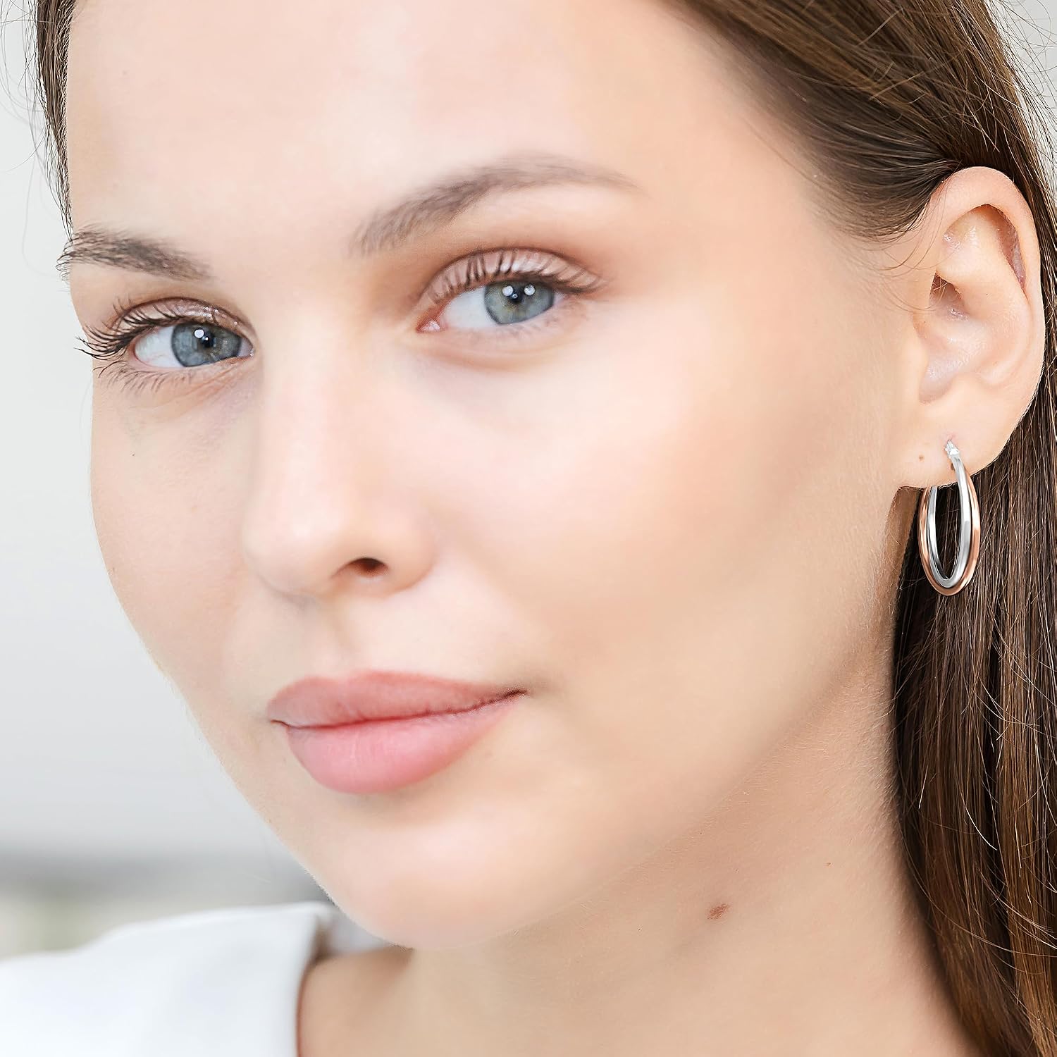Hoops & Loops 925 Sterling Silver Intertwined Round Hoop Earrings for Women, Two-Tone Layered Trendy Double Square-Tube Hypoallergenic Click-Top Hoops, 20mm, 25mm, 35mm Silver, 14k Yellow Gold, Rose Gold, Black Flash Plated