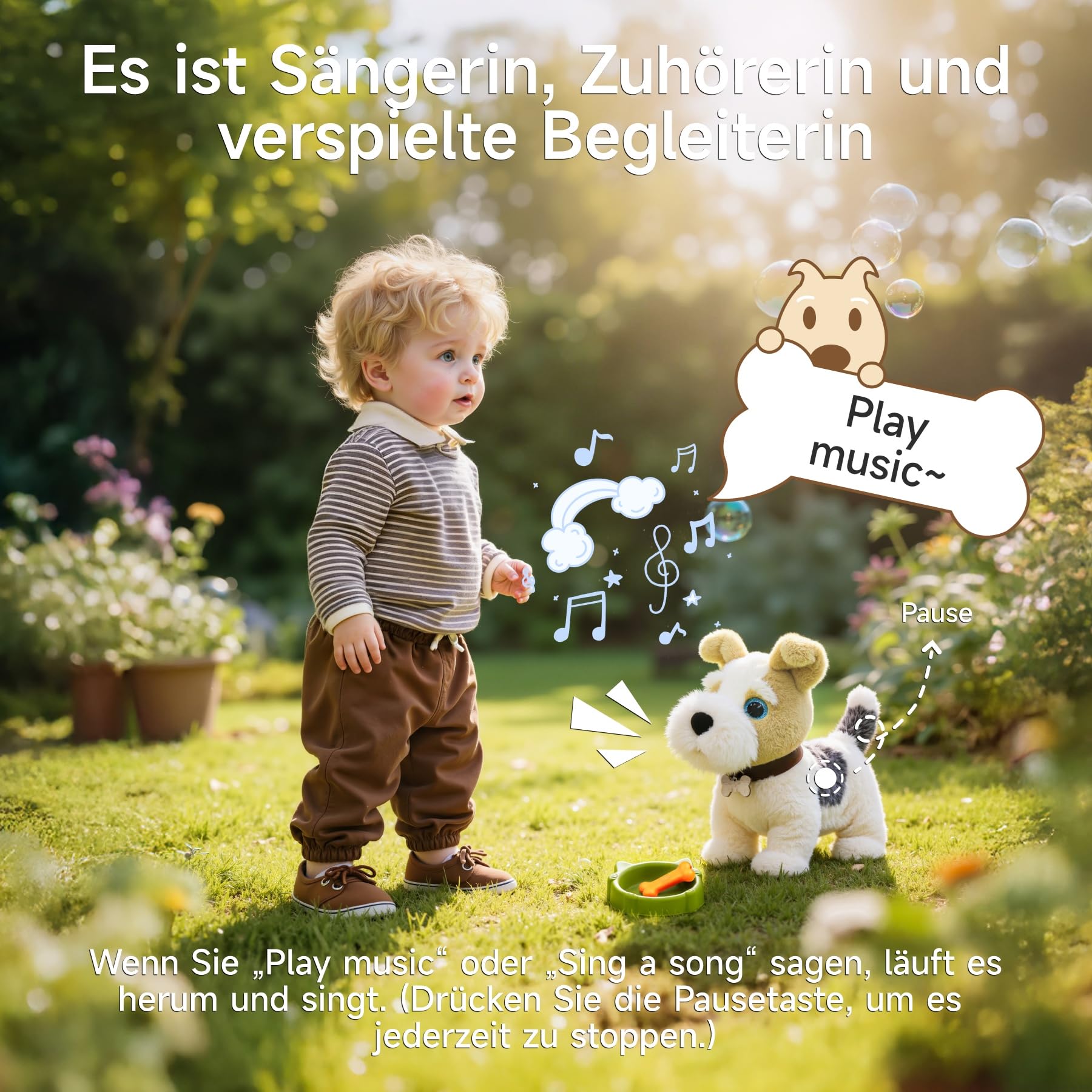 OR OR TU Hund Spielzeug Kinder, Sprachgesteuerte Plüsch Spielzeug Hunde, Elektronische Haustiere, die Singen, Bellen, Laufen und Sich Hinsetzen, Realistische Interaktive Welpen Spielzeuge für Kinder