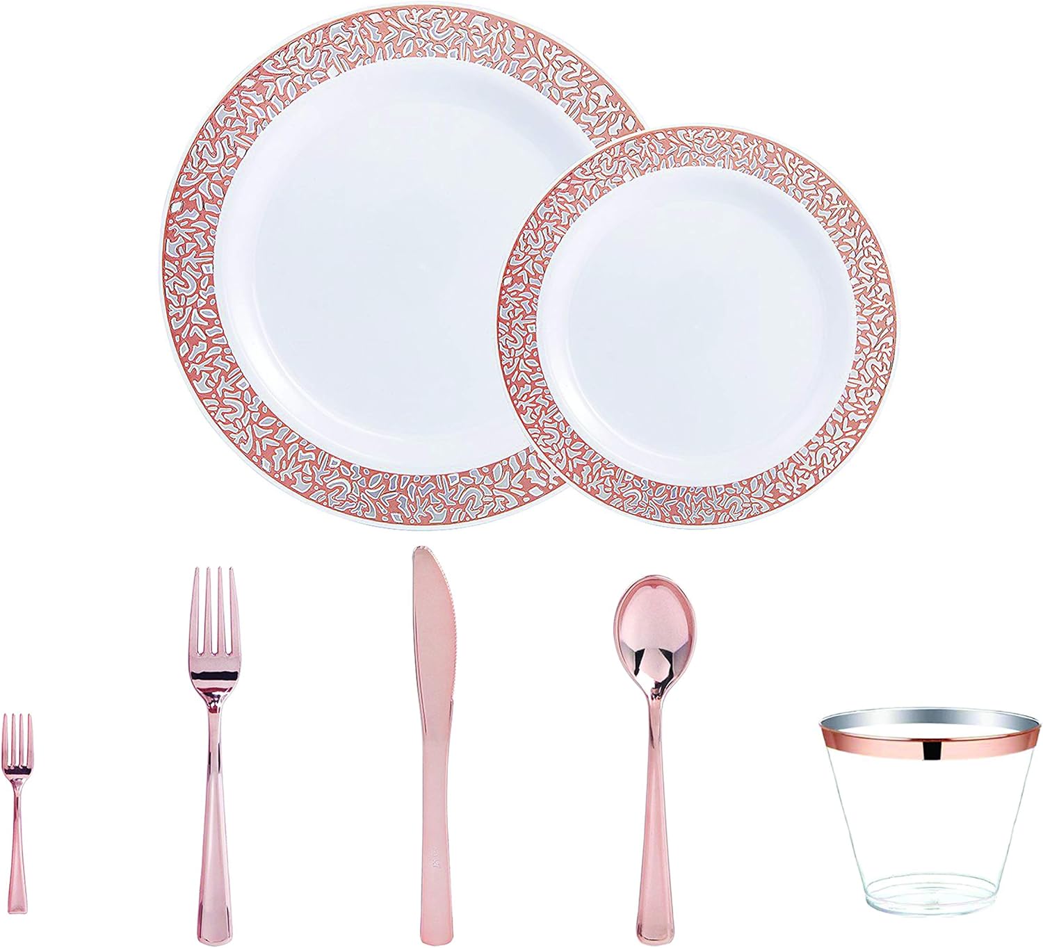 🛒 Crazy Deals ADRISUN ROSEGOLD 175 pcs 25 Guest. Disposable tableware, Plastic Plates. Plastic Dinnerware include: Plastic Dinner Plates, Plastic Dessert Plates, Plastic Cups,Plastic Forks, Knife, Spoon+ Mini Fork Hottest Sales ADRISUN ROSEGOLD 175 pcs 25 Guest. Disposable tableware, Plastic Plates. Plastic Dinnerware include: Plastic Dinner Plates, Plastic Dessert Plates, Plastic Cups,Plastic Forks, Knife, Spoon+ Mini Fork