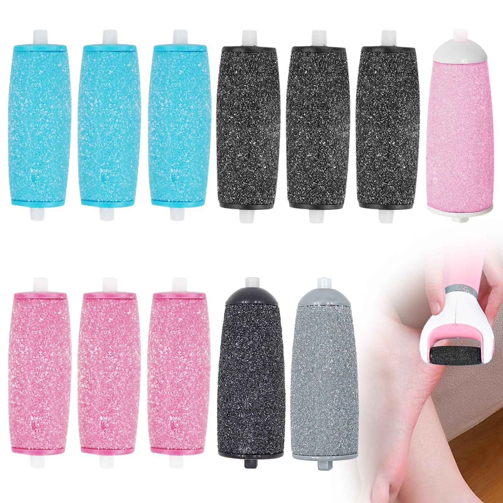 12 Piezas Repuesto para Eliminar Callos Compatible con Scholl,Rollos de Repuesto Compatible con Scholl Velvet Smooth, Kit de Cuidado Pies para Eliminación Costras y Pedicura