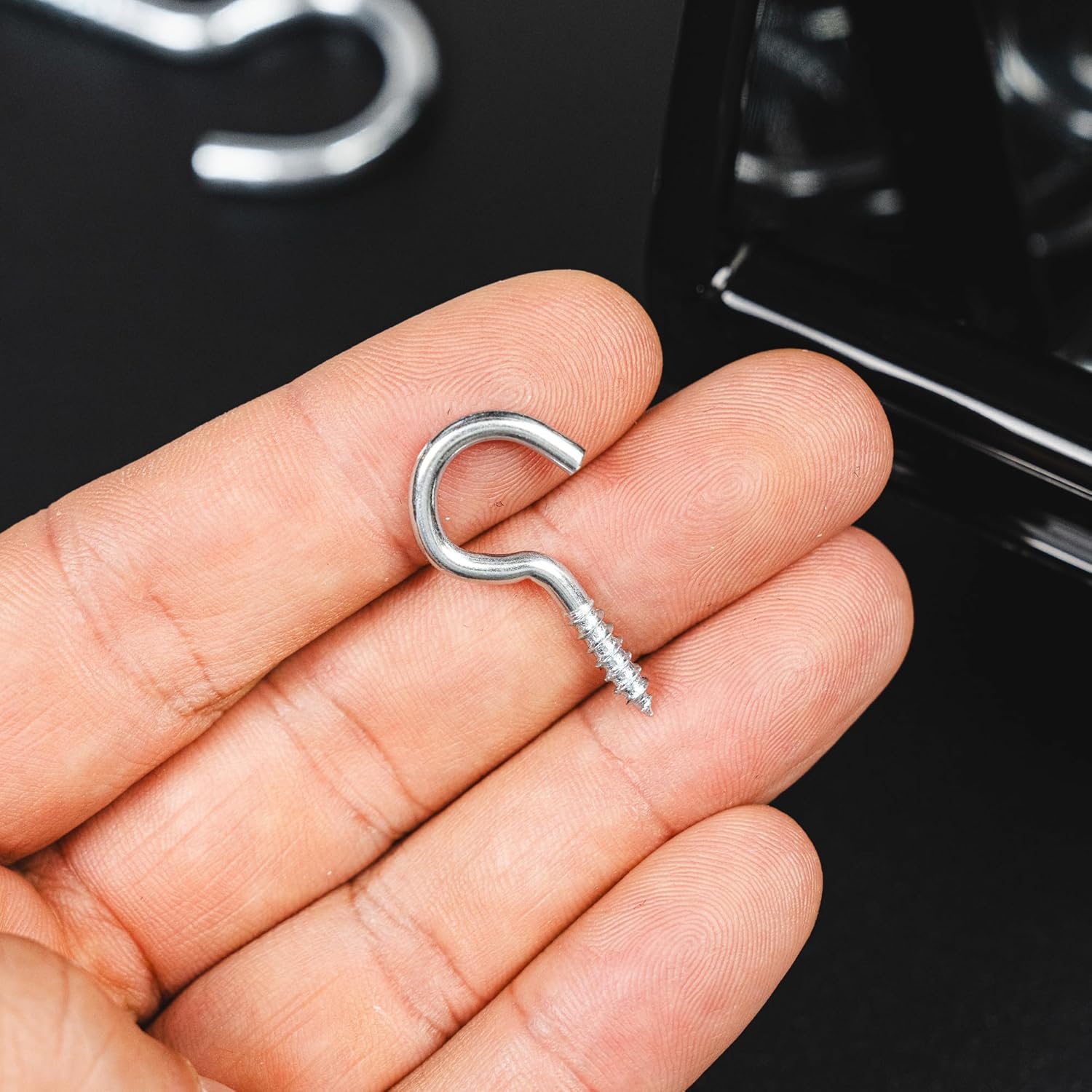 HELPMATE – Curved Screw Hooks 30x2.6x11x 6 mm – Electro-Galvanized Steel – 50 Pieces – Hooks for Wall or Ceiling mounting