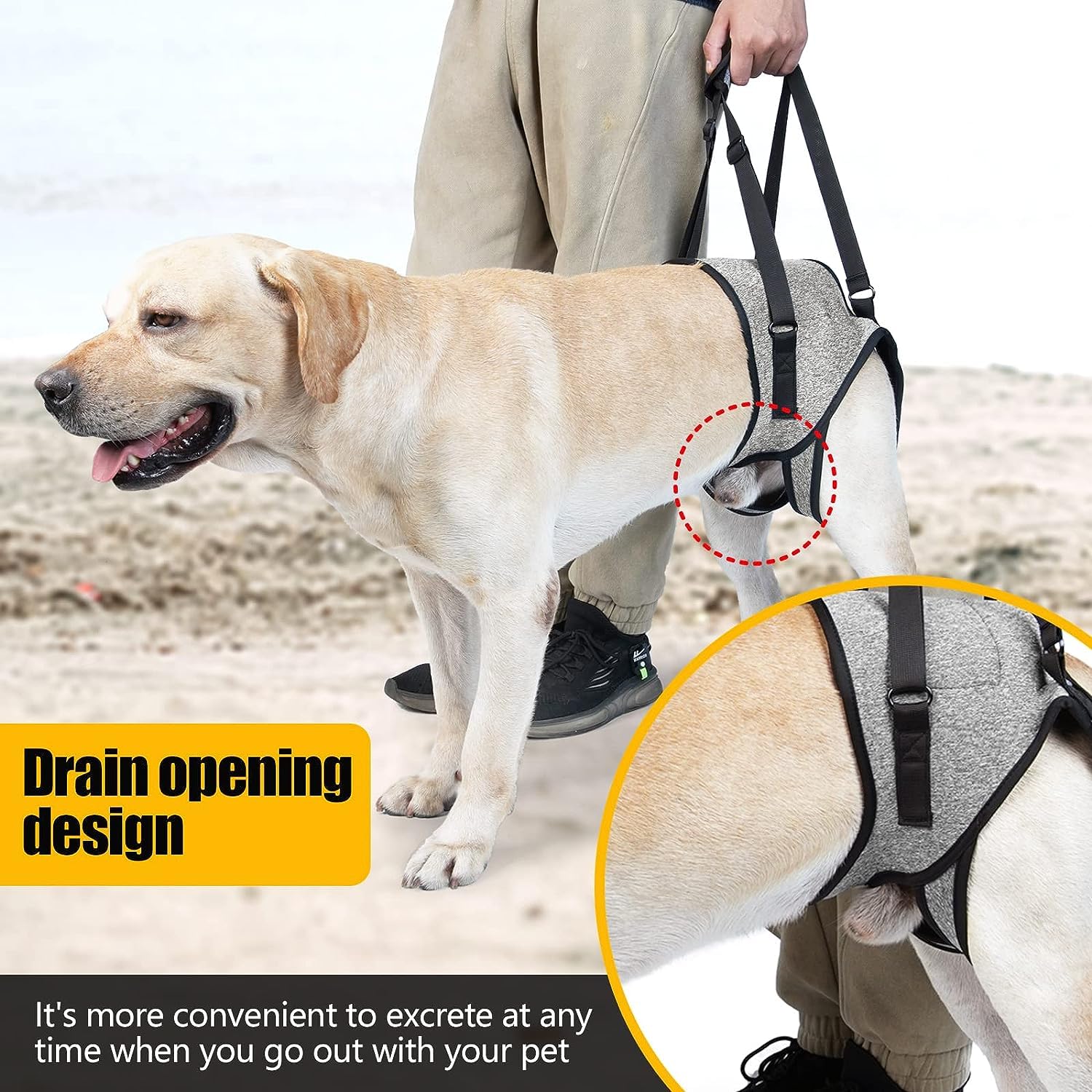 KUTKUT Dog Sling for Medium Dogs Hind Leg Support to Help Rehabilitate The Hind Limbs of Elderly Dogs with Weak Hind Legs Disabilities and Injuries Dog Harness Helps Arthritis ACL Recovery (Size: L) 3