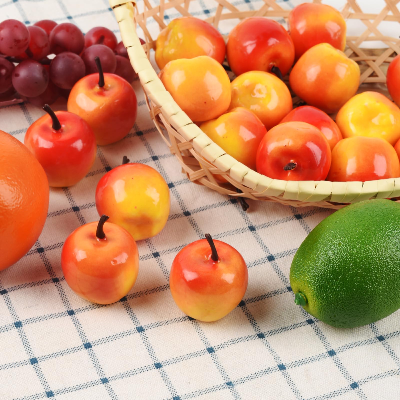 Luckforest Mini Artificial Apples, 40 Pcs Lifelike Simulation Small Apples Fake Fruits for Home Kitchen Table Basket Christmas Tree Decor Photography Props