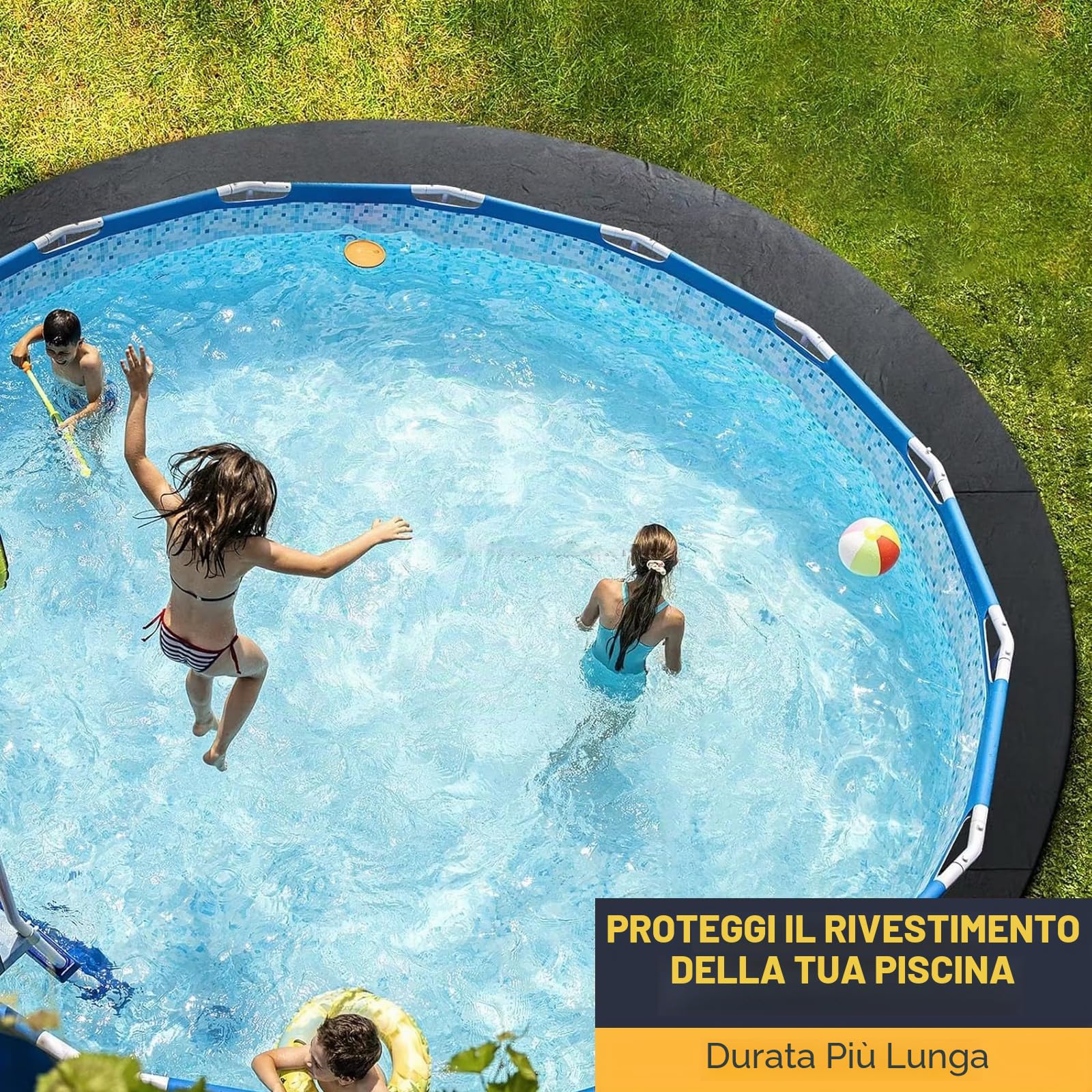 Tappetino Rotondo per Piscina, 5M Tappetini per Piscine, Feltro Tappeto Protettivo per Piscina, Piano per Piscina Fuori Terra - Pavimento per sotto Piscina - Pool Piastrelle Piscina Esterno