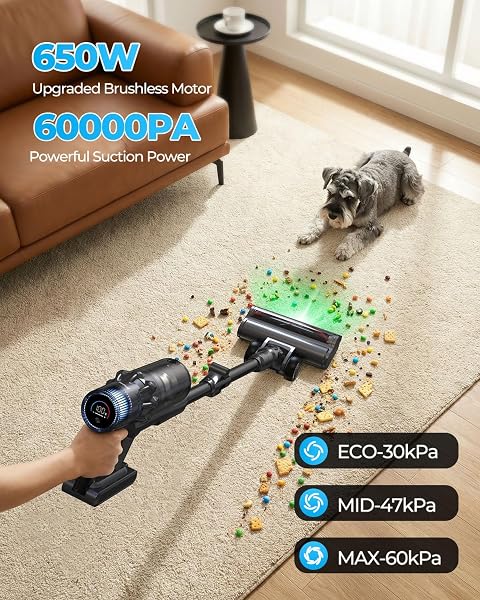 Redroad Cordless Vacuum Cleaner,60KPA/210,000PRM/650W Brushless Motor Cordless Vacuum for Home,4 in 1 Lightweight Vacuum Cleaners with 3 Adjustable Suctions,Max 75 Mins Runtime for Carpet,Hard Floors - 2