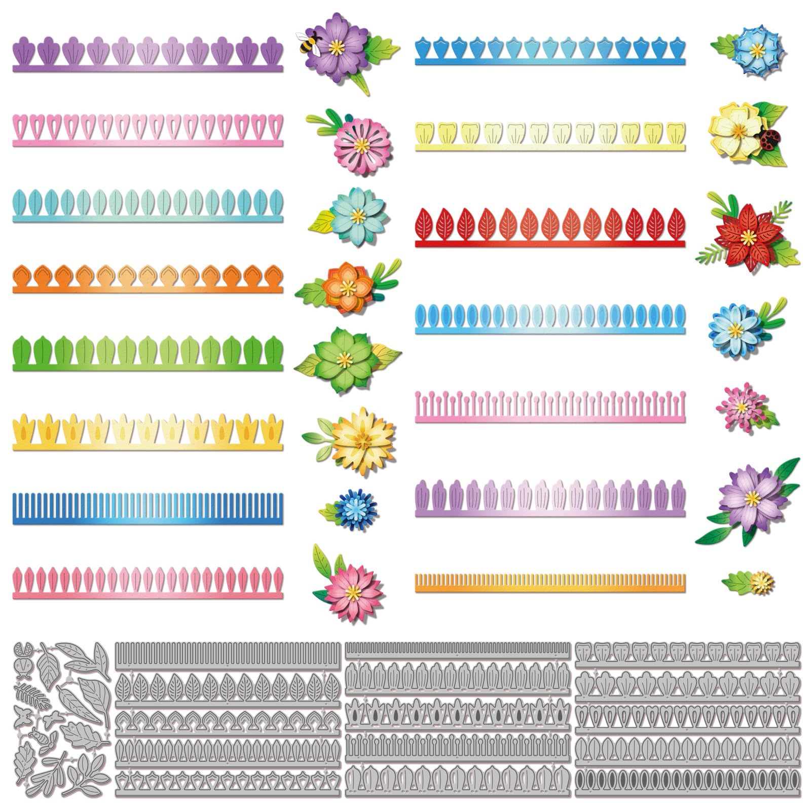 GLOBLELAND 3D Rolled Border Cutting Dies for Card Making