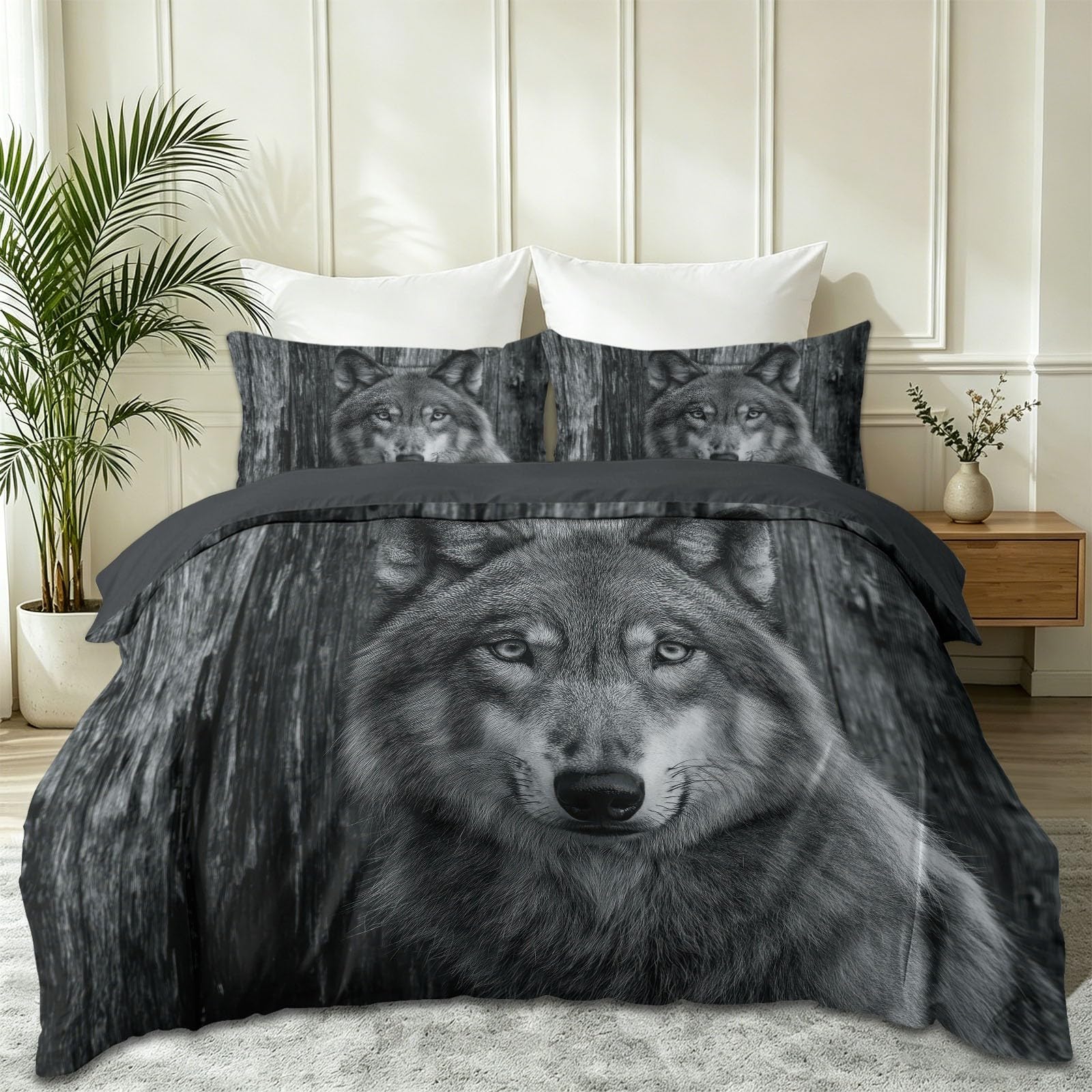 Biancheria da letto con ritratto di animali, 155 x 220 cm, reversibile, in microfibra, con chiusura lampo e 2 federe da 80 x 80 cm