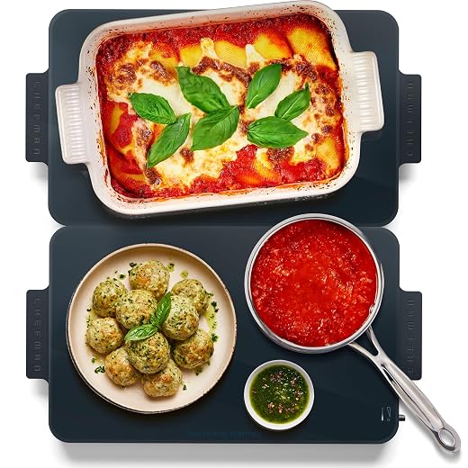 Chefman Everything Warmer Electric Warming Tray, 20” x 16” Modular Expanding Design, Graphene Full-Surface Heating, Food Warming Mat for Parties, Gatherings & Daily Use, Two Tempered Glass Panels