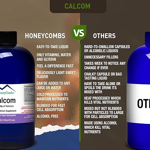 Miniatura 4 de Calcom Calcio Complejo  Calcio, Magnesio, Aminoácidos y Mezcla de hierbas  Gotas de calcio oral sin alcohol  Suplemento de calcio líquido para