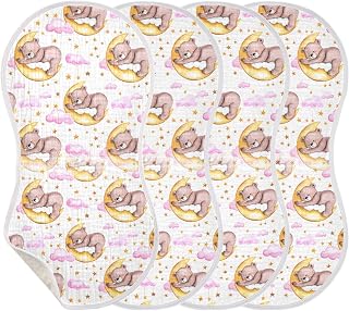 Muslin Baby Burp Cloths, Watercolor Sleeping Bears Cotton Soft Burp Cloths for Newborns, Extra Absorbent Burp Cloths 4-Pack, 22 x 11 Inch