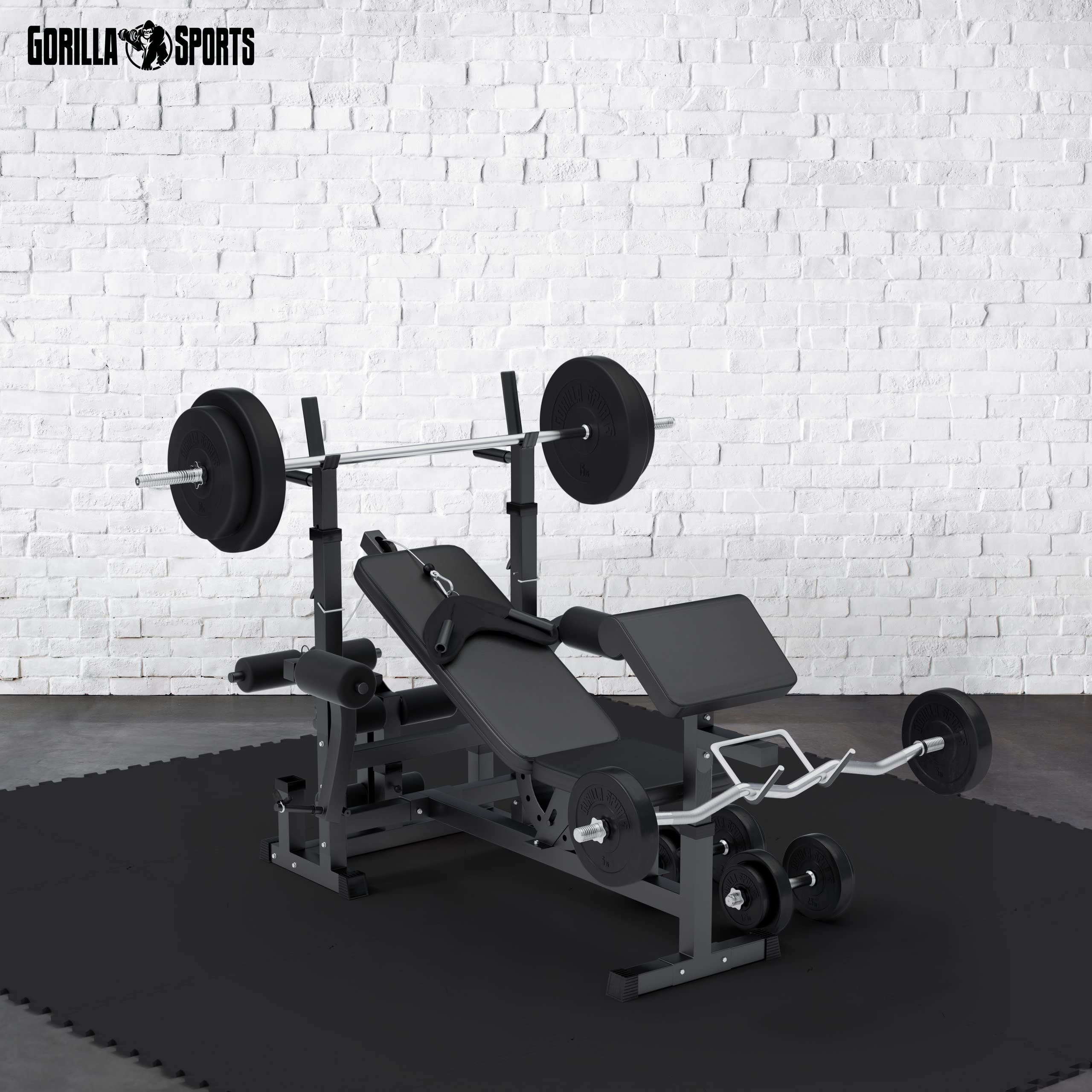 GORILLA SPORTS® Tapis de Protection Fitness Puzzle - 8 ou 16 Dalles, 60x60cm, Épais 12mm, Antidérapant, Mousse EVA, Couleurs - Tapis de Sol, Matelas pour Salle de Sport, Exercice, Garage, Gym, Piscine