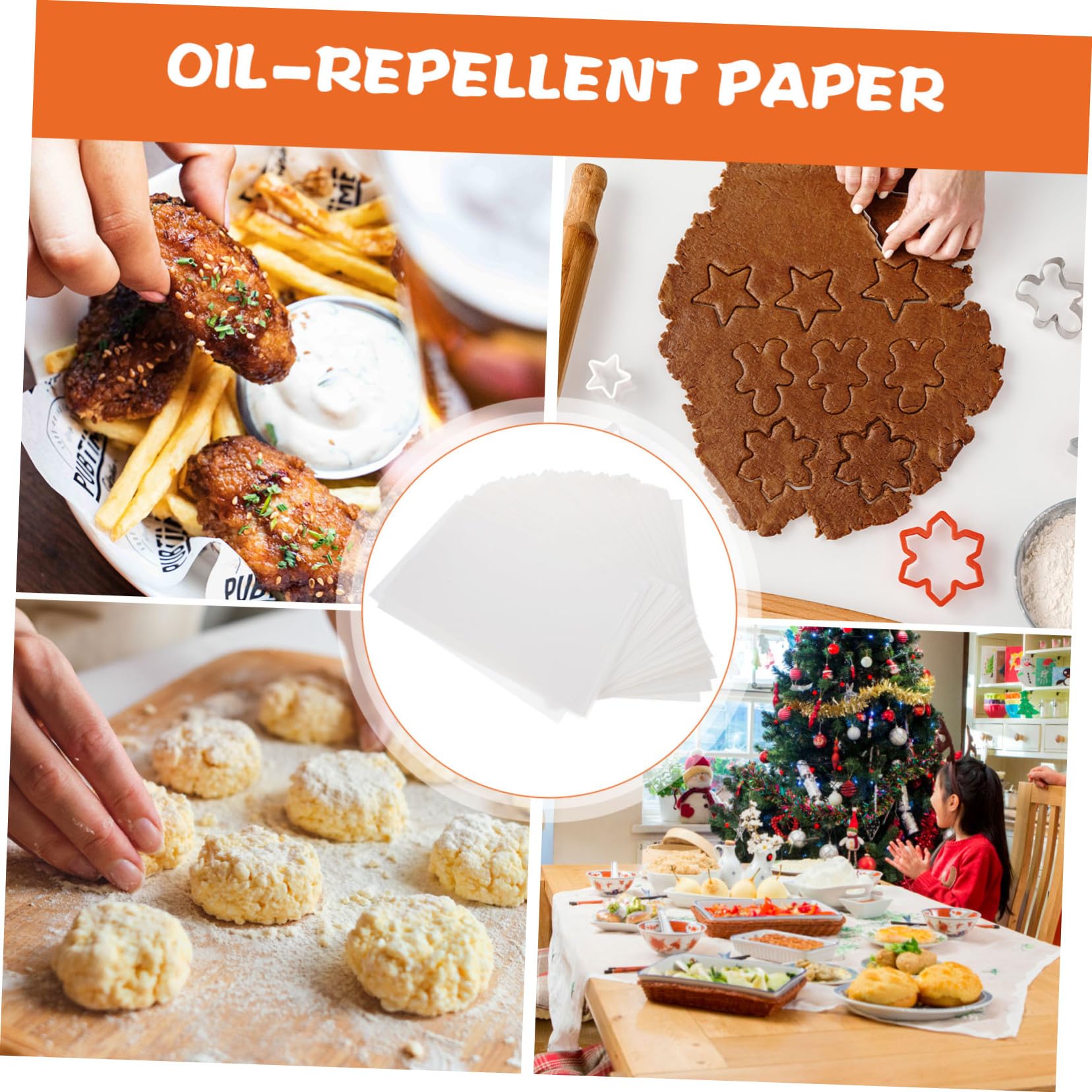 VALICLUD 500 Hojas de Papel para Hornear Resistente Grasa de Pulpa de Madera, Papel para Envolver Alimentos y Forro Compacto Adecuado para Panaderías y Celebraciones