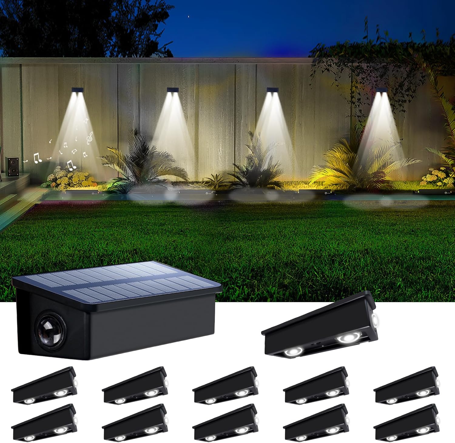 Solar Fence Lights Outdoor Waterproof LED Spot Lens for Step, Wall, Deck, Patio, Yard, Rail, Garage, Pool, Stair, Balcony, Walkway, Garden Landscaping Enhanced Security Easy Install Cool White 12 pack