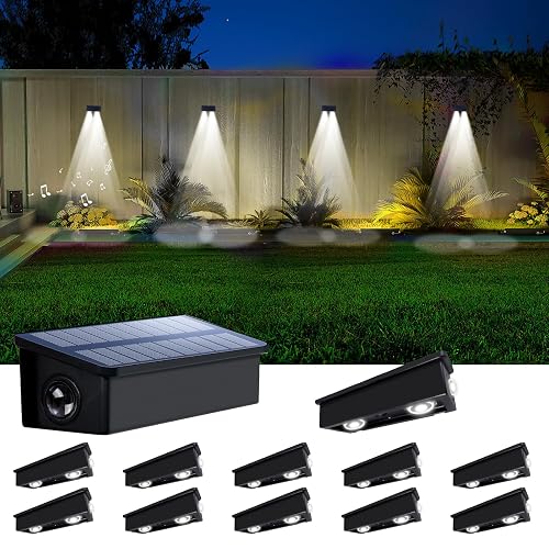 Solar Fence Lights Outdoor Waterproof LED Spot Lens for Step, Wall, Deck, Patio, Yard, Rail, Garage, Pool, Stair, Balcony, Walkway, Garden Landscaping Enhanced Security Easy Install Cool White 12 pack - Cool - Dwon-12Pack Light