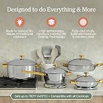 Our Place Titane Pro Ensemble d'articles de cuisine (4-Piece) – Toujours pan & Pot parfait , technologie sans revêtement antiadhésif , Titanium Tri-Ply & Acier inoxydable, sans danger pour four, induction & Planches de cuisson jusqu'à 400°C