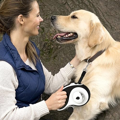 Miniatura 7 de Correa retráctil para perro de 26 pies, para perros de hasta 110 libras, correa para caminar sin enredos con cable a prueba de mordidas  Luz LED