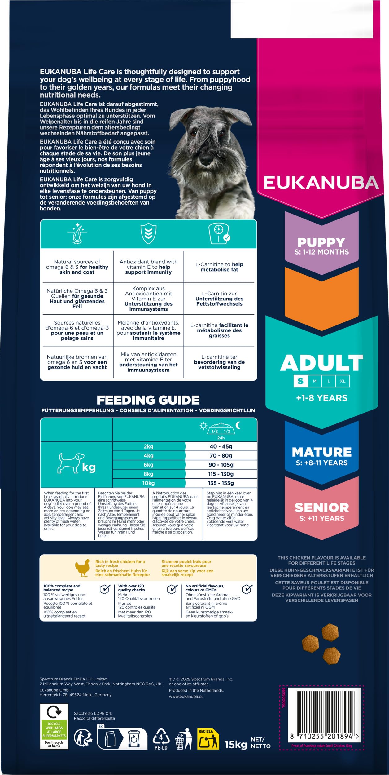 Eukanuba, alimento seco para Perros con Pollo Fresco para Razas pequeñas - Alimento seco Premium para Perros Adultos, 15 kg