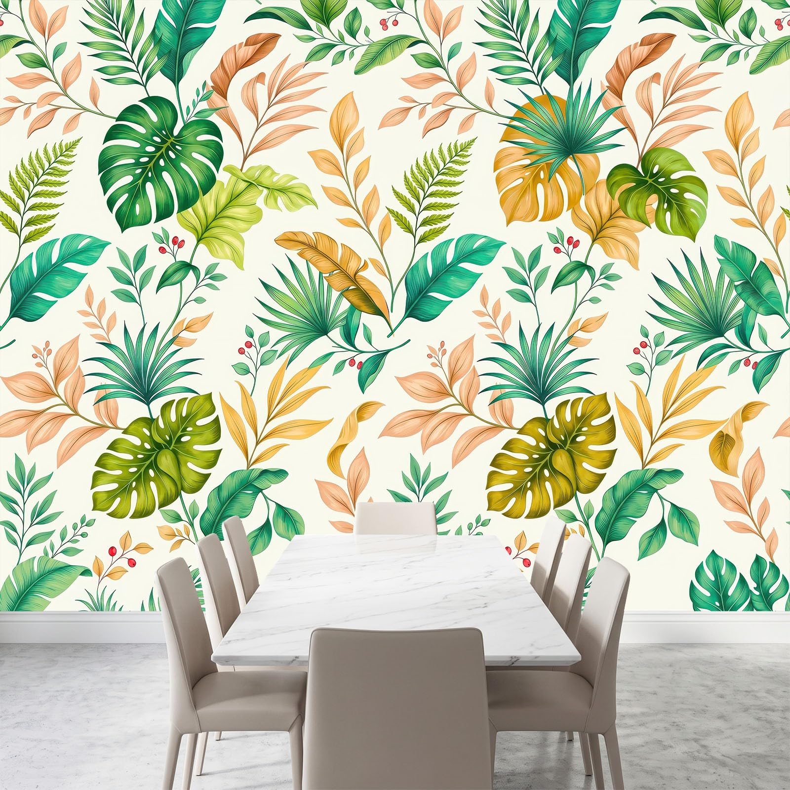 Tropikalne Monstera Liście Palmy Tapeta Fototapeta