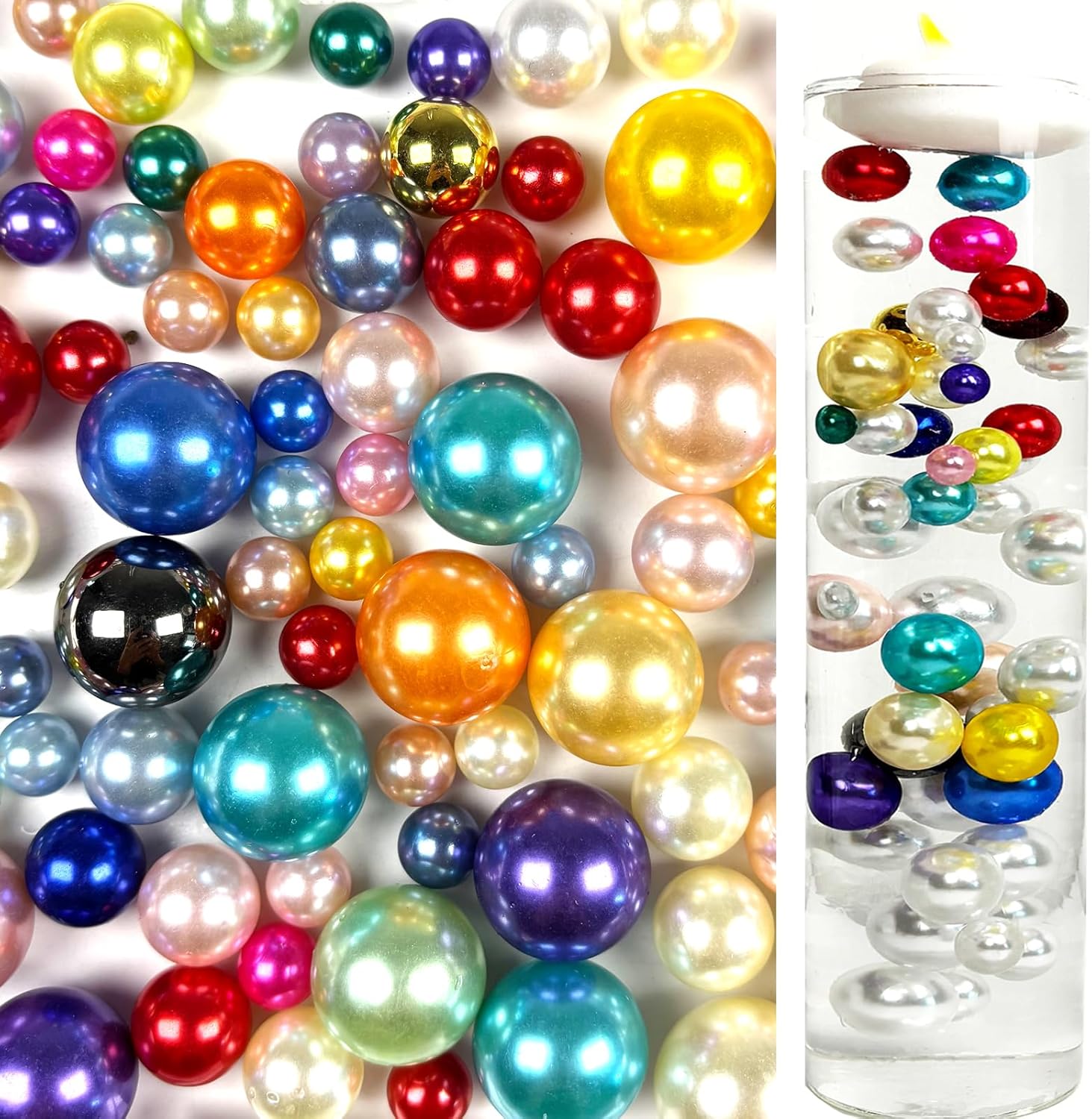 200 Pcs Acrylic Half Pearl Star Flatback Beads 10mm - No Hole, Assorted Colors, Free Shipping