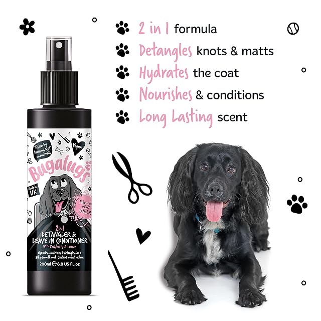 Foto 2 de 8 de Bugalugs - Spray desenredante y acondicionador sin aclarado para Perros - 200ml