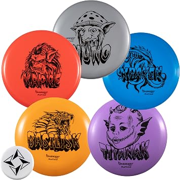 5-Disc Beginner Disc Golf Starter Set - Putter, Midrange, Fairway Driver, Distance Drivers, Mini Disc