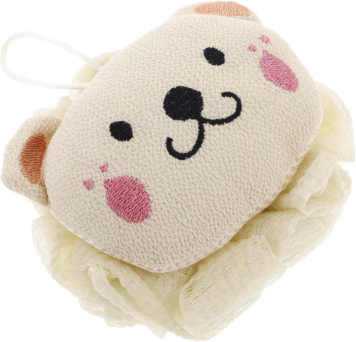 Lion Shower Puff Body Scrubber, Dual-Function Exfoliating Bath Sponge, Soft Green Bath Loofah for Gentle Skin Cleansing and Shower Use