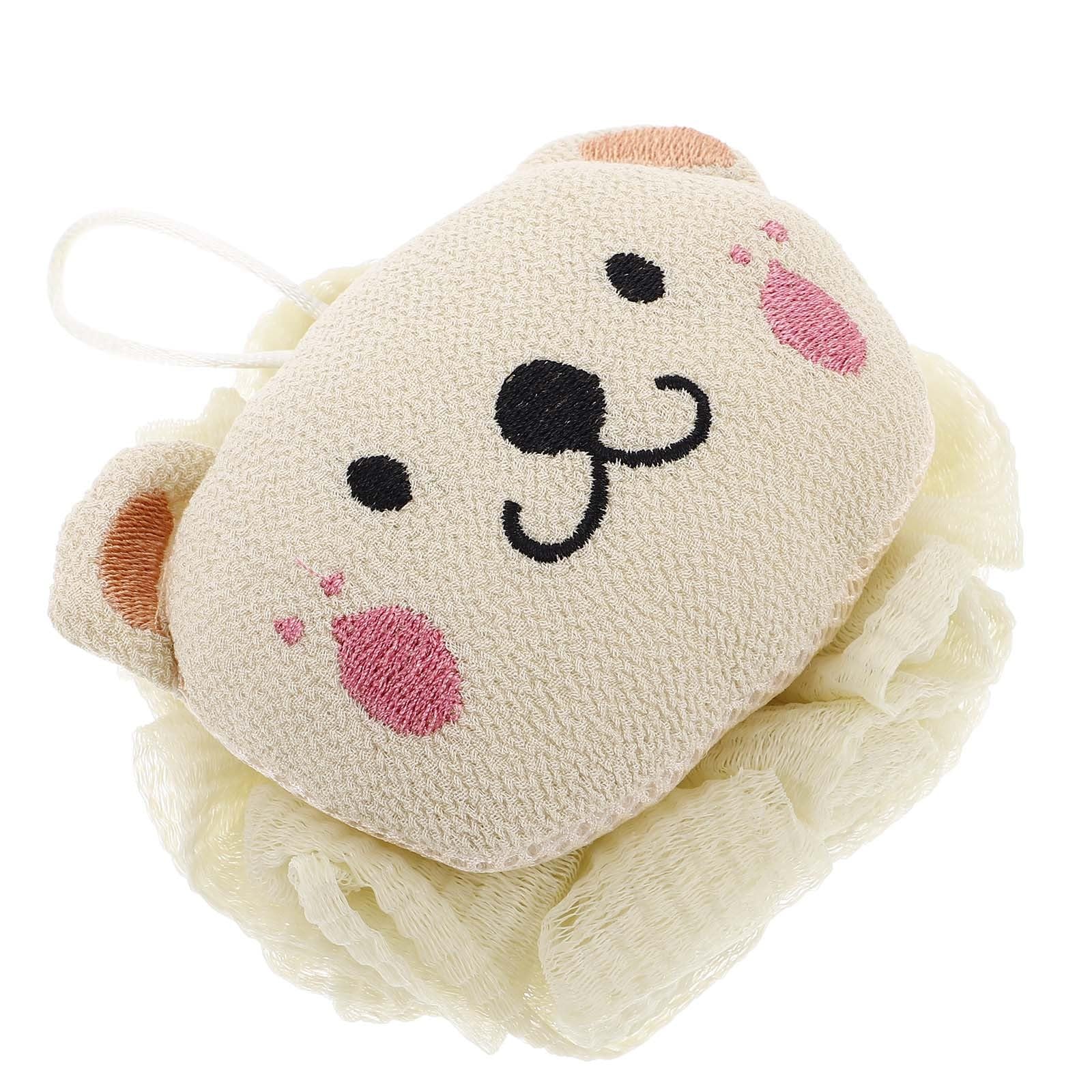 Lion Shower Puff Body Scrubber, Dual-Function Exfoliating Bath Sponge, Soft Green Bath Loofah for Gentle Skin Cleansing and Shower Use