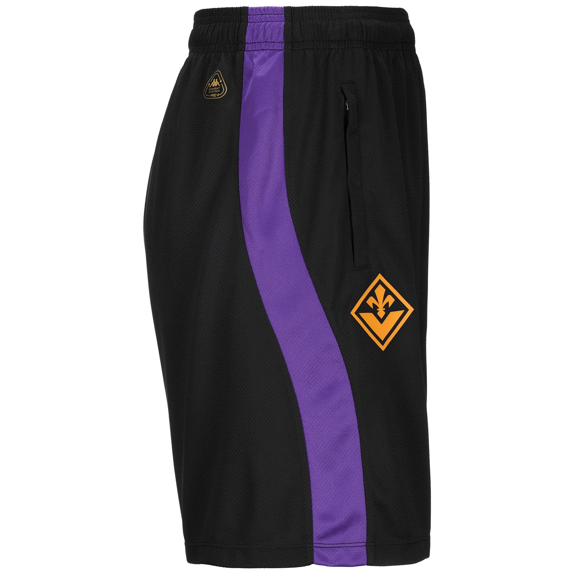Kappa - Pantaloncini Sportivi, Uomo, Poliestere Riciclato, Calcio, Modello: Ahorazip PRO 8 Fiorentina