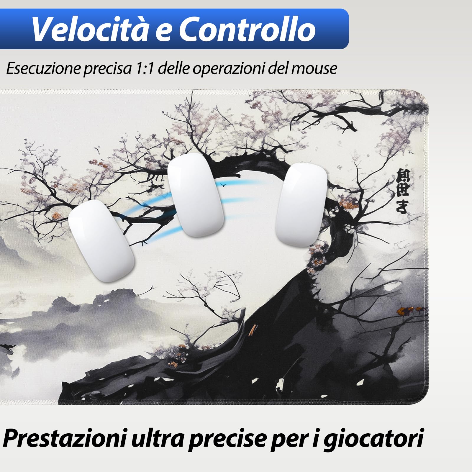 Niviy Tappetino Mouse XXL,1200x600x3mm Tappetino per Mouse con Motivo di pittura a inchiostro,Mouse pad da gaming in gomma antiscivolo di grande dimensione per tavolo, computer desktop