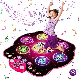 VATOS 27 Levels Dance Mat for Girls Kids - 6 LED Keys Light Up Dance Mat with Bluetooth|Difficulty lock|5 Game Modes|Built in Music Dancing Challenge Game Kids Girl Toy Ages 3 4 5 6 7 8 Year Old Gifts