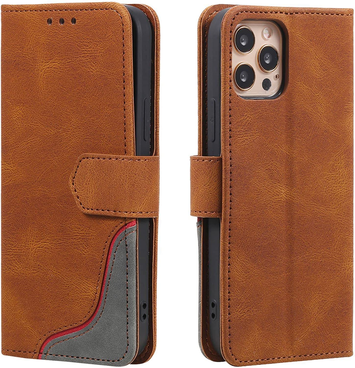 Housse portefeuille iPhone 14 Pro Max antichoc marron pliable - 8