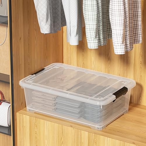 Miniatura 4 de Contenedores de almacenamiento de plástico para debajo de la cama, paquete de 4 bolsas de almacenamiento con cierre transparente debajo de la cama