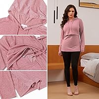 Vista 24 de Bhome Camisa de lactancia de manga larga con capucha para lactancia materna Negro/Gris