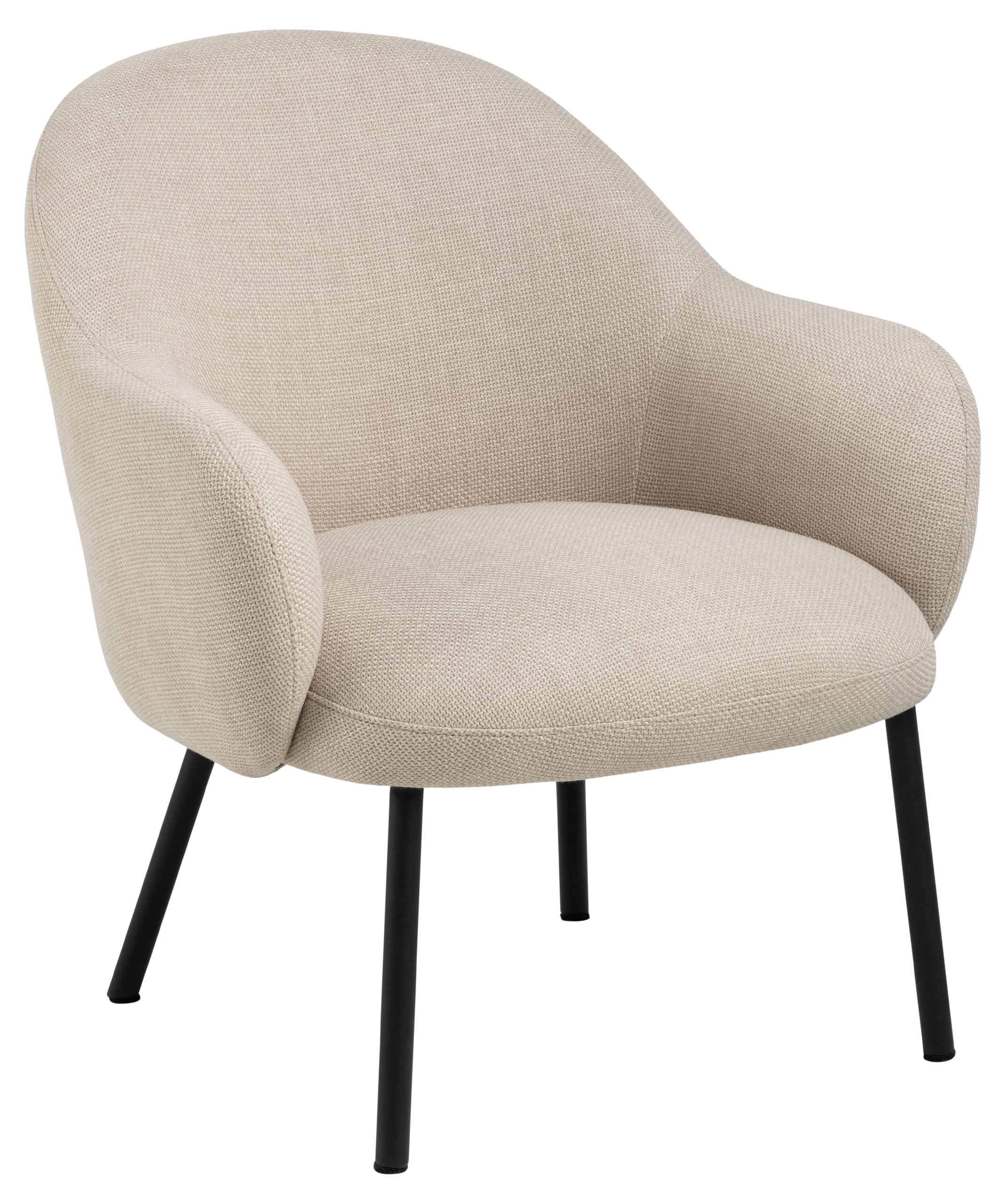 AC Design Furniture Olivia - Sedia lounge Basilea in tessuto beige 24, struttura in acciaio verniciato a polvere, 70 x 75 x 75 cm