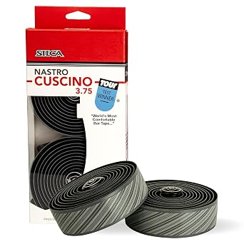 SILCA Nastro Cuscino Bike Handlebar Tape, Grey 3.75mm Extra Thick Bike Bar Tape,  with Aluminum End Plugs & Installation Kit Durable, Comfortable, and Vibration-Damping