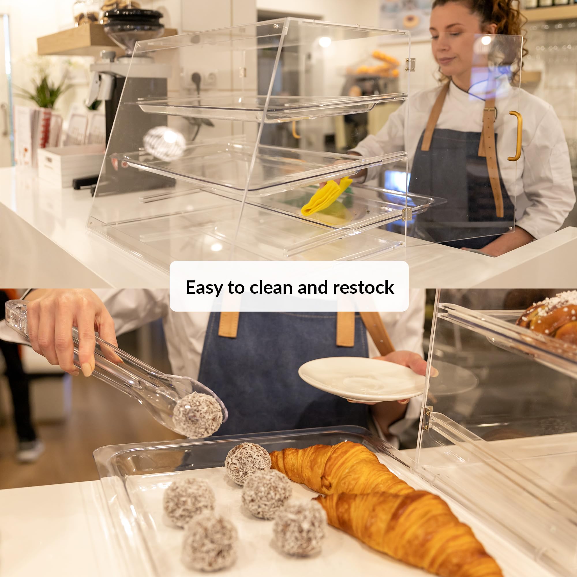 ODOXIA Vetrina in acrilico | Vetrina per appassionati di pasticceria | Scatole in acrilico per l'esposizione di alimenti | Vetrina per dolci | Vetrina per panetteria | Vetrina da banco a 3 livelli