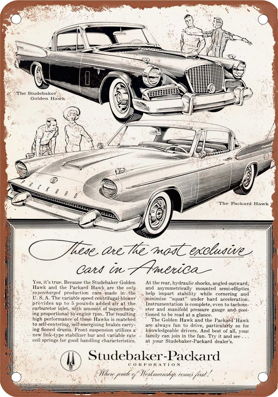 Miaomansenstore Metal Sign - 1958 Studebaker-Packard Vintage Ad 01 - Old Retro Rusty Look Home Decor
