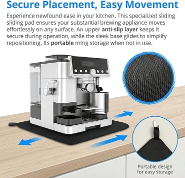 Sliding Mat for Coffee Machine, Coffee Machine Accessories with Smooth Glide, Coffee Machine Mat with Non-Slip Rubber, Sliding Pad compatible with Ninja Luxe ES601UK ES701UK CFN802UK Series, Black