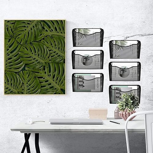 Miniatura 6 de EASEPRES Paquete de 6 soportes de archivos de malla para colgar en la pared, organizador vertical de bolsillo para archivos de pared para oficina y