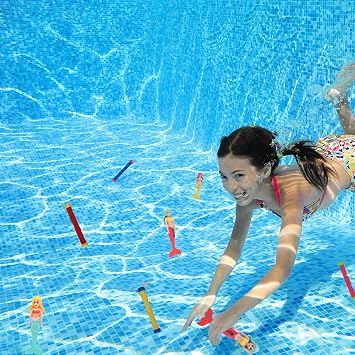 TOPWAYS Pool Diving Toy Set 4 Diving Mermaids Diving Torpedoes Swimming Underwater Pool Training Toys Diving Games Training Children's Gifts(Diving Mermaid) | Underwater Pool Training Toys Diving Games Training Children's Gifts
