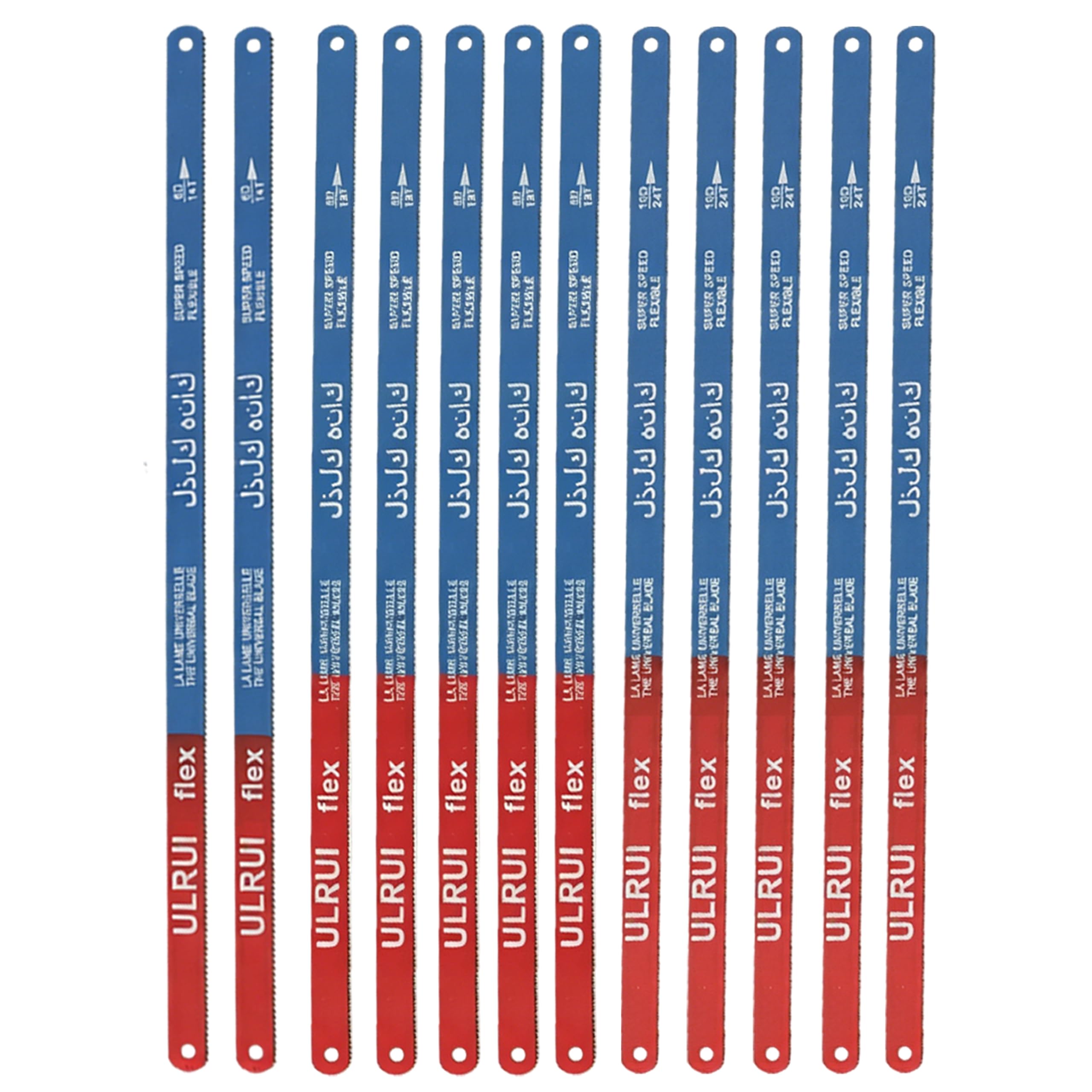 Hacksaw Blades 300mm for Metal Cutting, 12PCS High Carbon Steel Hacksaw Blade Set with 14T 18T 24T Teeth, Durable Replacement Blades Compatible with Standard & Junior Hacksaw Blades Frames