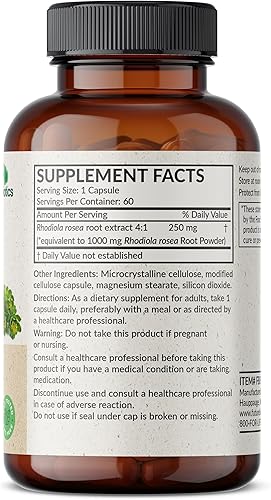 Miniatura 2 de Futurebiotics Rhodiola Rosea - Hierba adaptogénica de 1000 mg que apoya la salud cerebral, la energía, el estrés y el estado de ánimo, sin OMG, 300