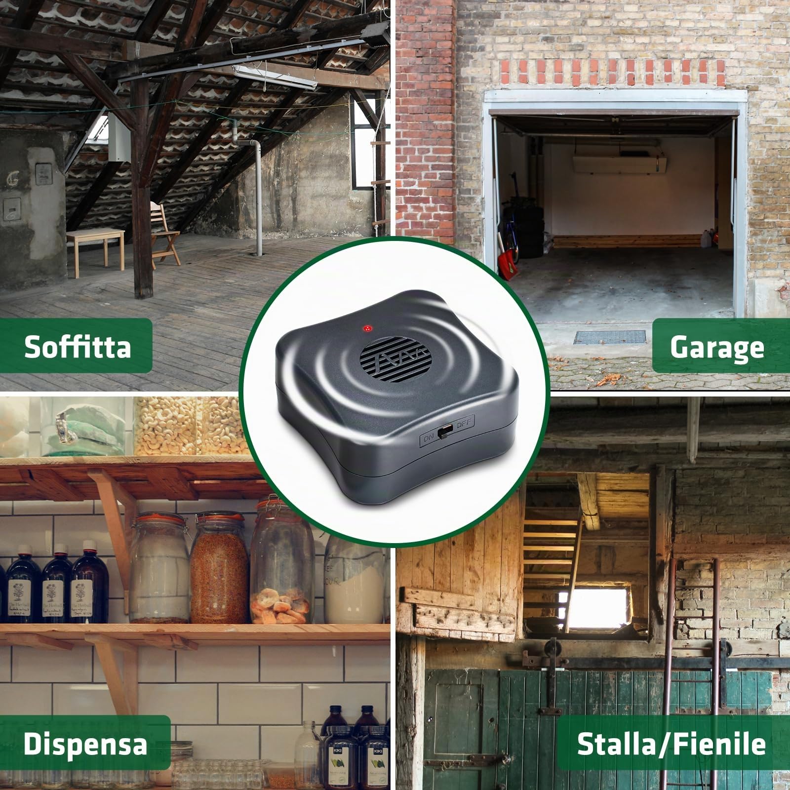 Gardigo® 2X Dissuasori per Topi | Ultrasuoni per Topi | Repellente per Topi a Ultrasuoni | Area di Azione fino a ca.40m² | Anti Topi | Dispositivo Portatile | a Batteria