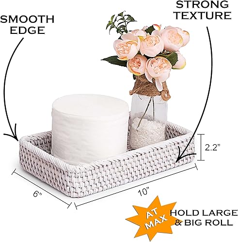 Miniatura 2 de Almacenamiento de toallas para baño pequeño de 10 x 6 pulgadas, soporte de papel higiénico blanco, cesta de ducha para niños, cestas bohemias para