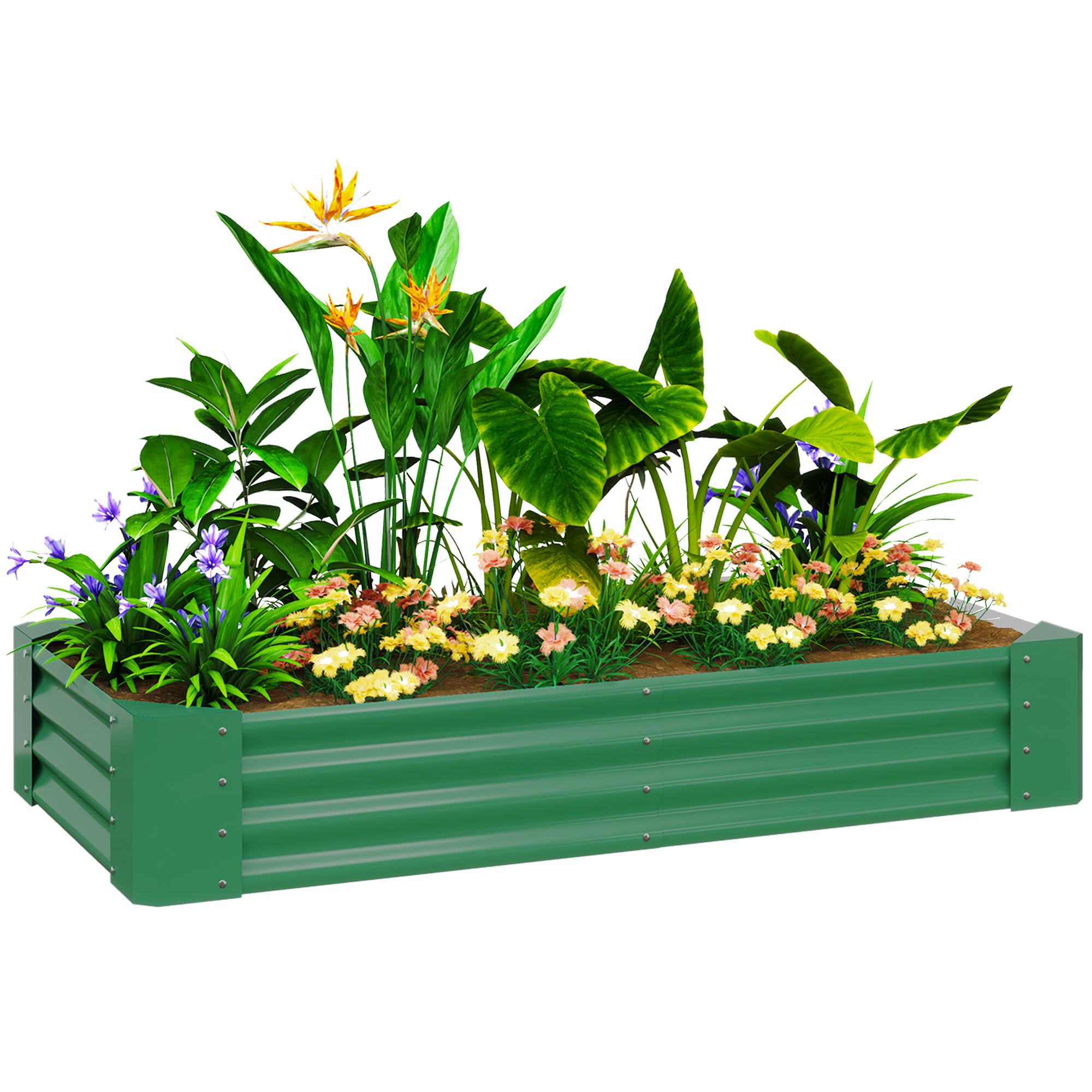 Outsunny Galvanised Raised Garden Bed - 180x90x30cm Raised Planter - Green  | TJ Hughes