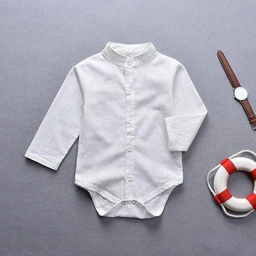 Vista 3 de Unutiylo Ropa de bebé para caballero, overol para niños pequeños, pantalones con tirantes y mameluco